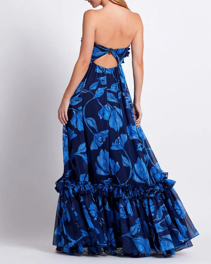 Women PatBO Dresses and Jumpsuits Nightflower Beaded Strapless Gown FINAL SALE Indigo