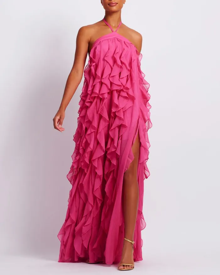 Women PatBO Dresses and Jumpsuits Ruffle Halterneck Maxi Dress FINAL SALE Malibu Women PatBO Dresses and Jumpsuits Ruffle Halterneck Maxi Dress FINAL SALE Malibu