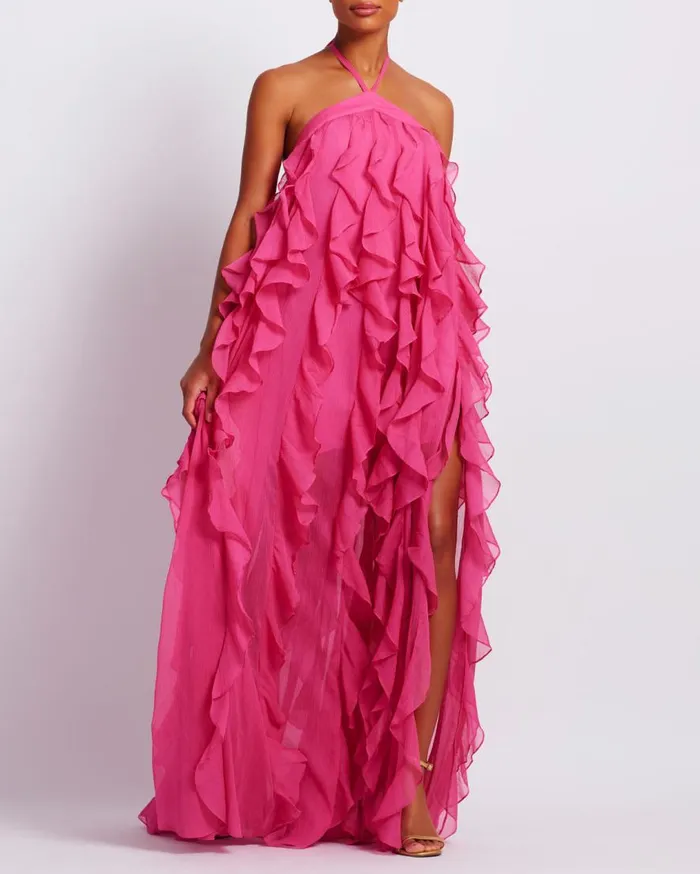 Women PatBO Dresses and Jumpsuits Ruffle Halterneck Maxi Dress FINAL SALE Malibu Women PatBO Dresses and Jumpsuits Ruffle Halterneck Maxi Dress FINAL SALE Malibu
