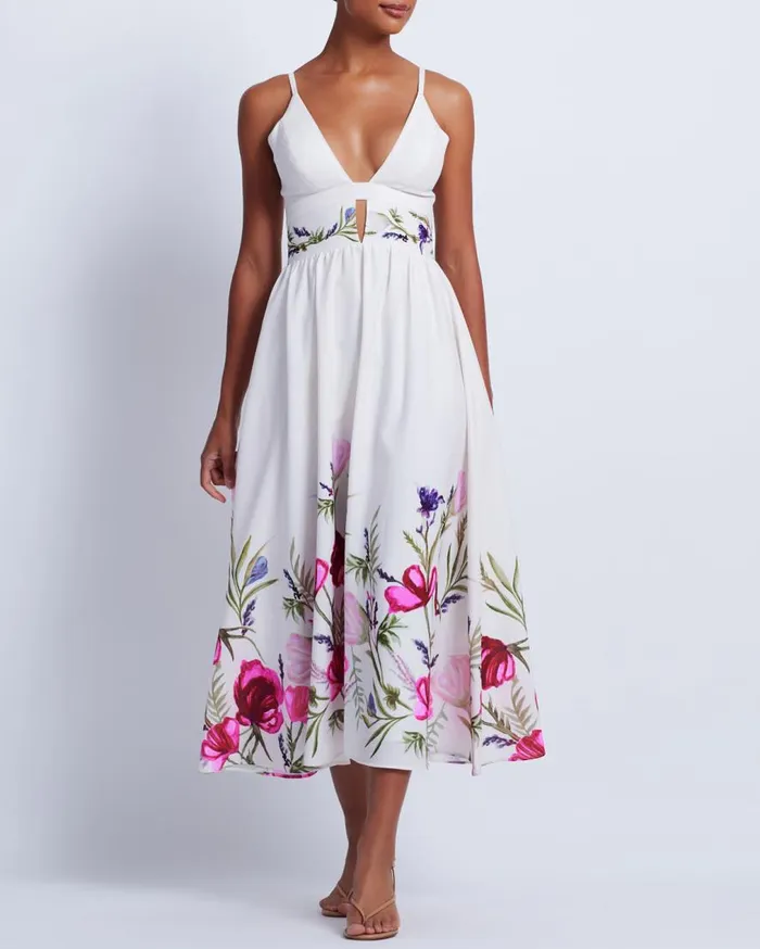 Women PatBO Dresses and Jumpsuits Viera VNeck Midi Dress White