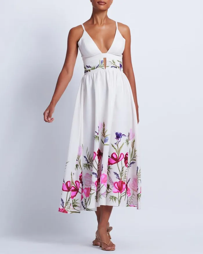 Women PatBO Dresses and Jumpsuits Viera VNeck Midi Dress White Women PatBO Dresses and Jumpsuits Viera VNeck Midi Dress White