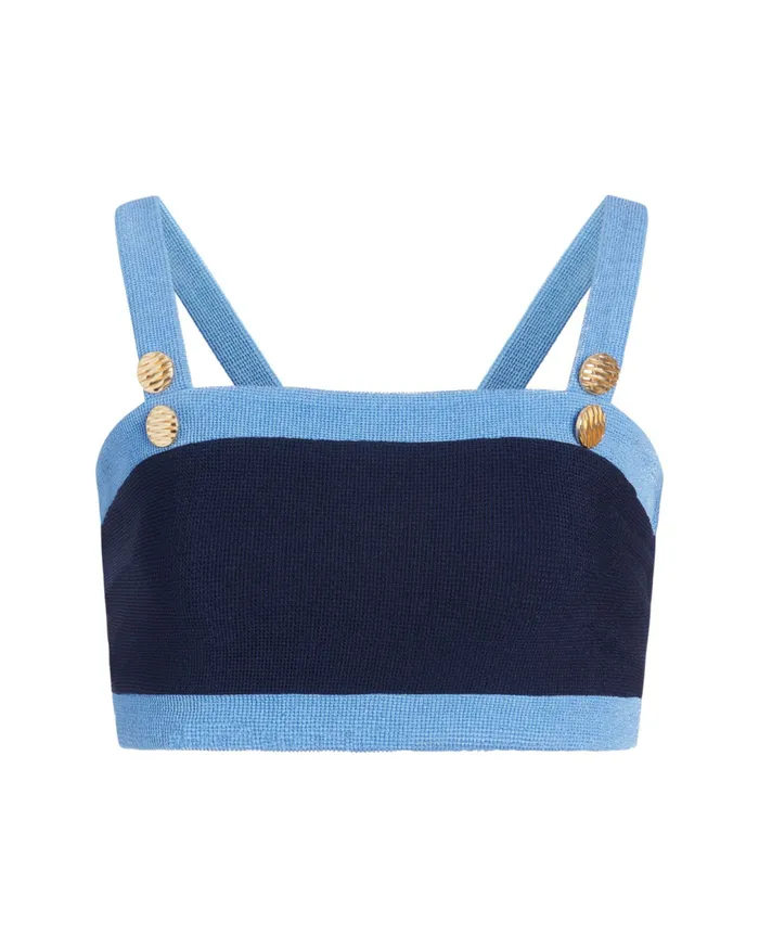 Women PatBO Matching Sets Colorblock Knit Bikini Top FINAL SALE French Navy Women PatBO Matching Sets Colorblock Knit Bikini Top FINAL SALE French Navy