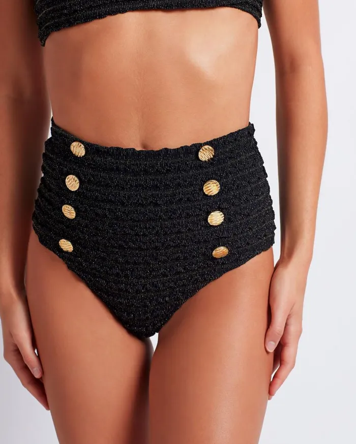 Women PatBO Matching Sets Crinkle Lurex Bikini Bottom Black Women PatBO Matching Sets Crinkle Lurex Bikini Bottom Black