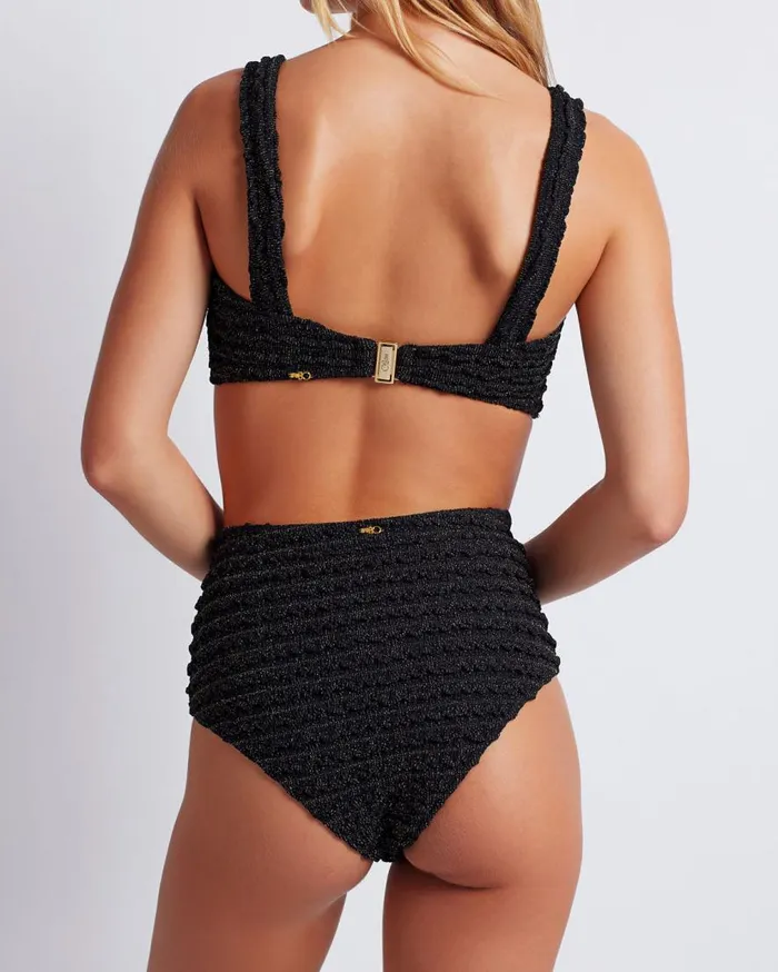 Women PatBO Matching Sets Crinkle Lurex Bikini Bottom Black Women PatBO Matching Sets Crinkle Lurex Bikini Bottom Black