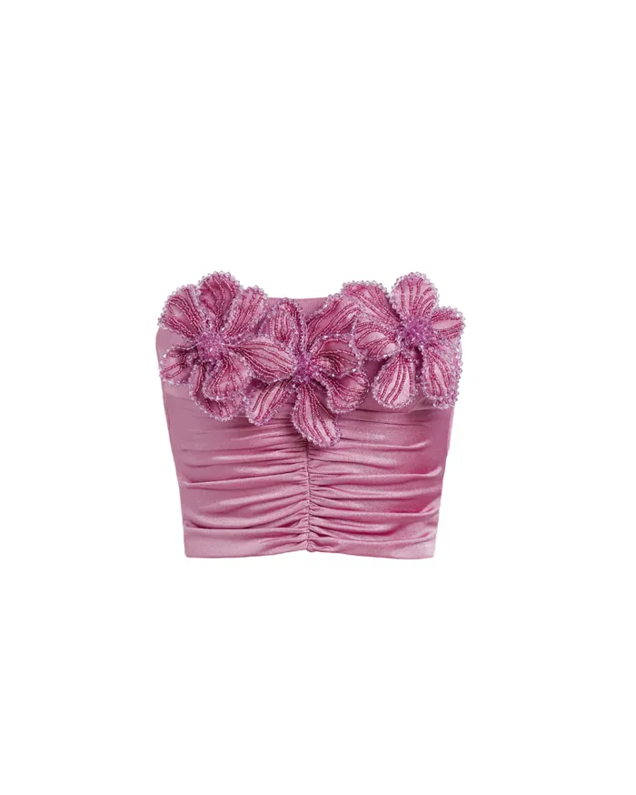 Women PatBO Matching Sets Embroidered Metallic Jersey Strapless Top Lilac Women PatBO Matching Sets Embroidered Metallic Jersey Strapless Top Lilac