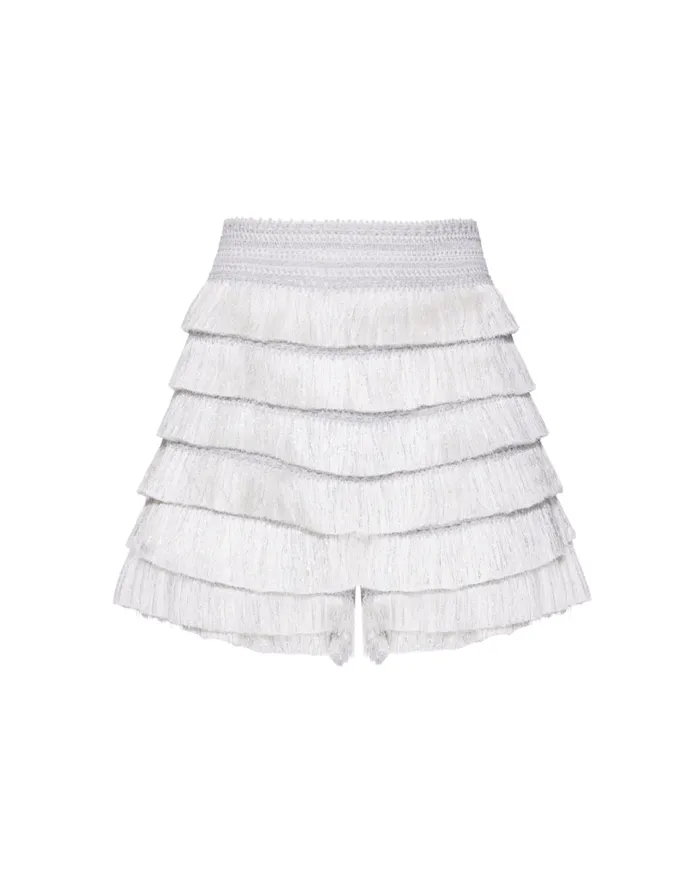 Women PatBO Matching Sets Metallic Fringe Shorts Silver Women PatBO Matching Sets Metallic Fringe Shorts Silver
