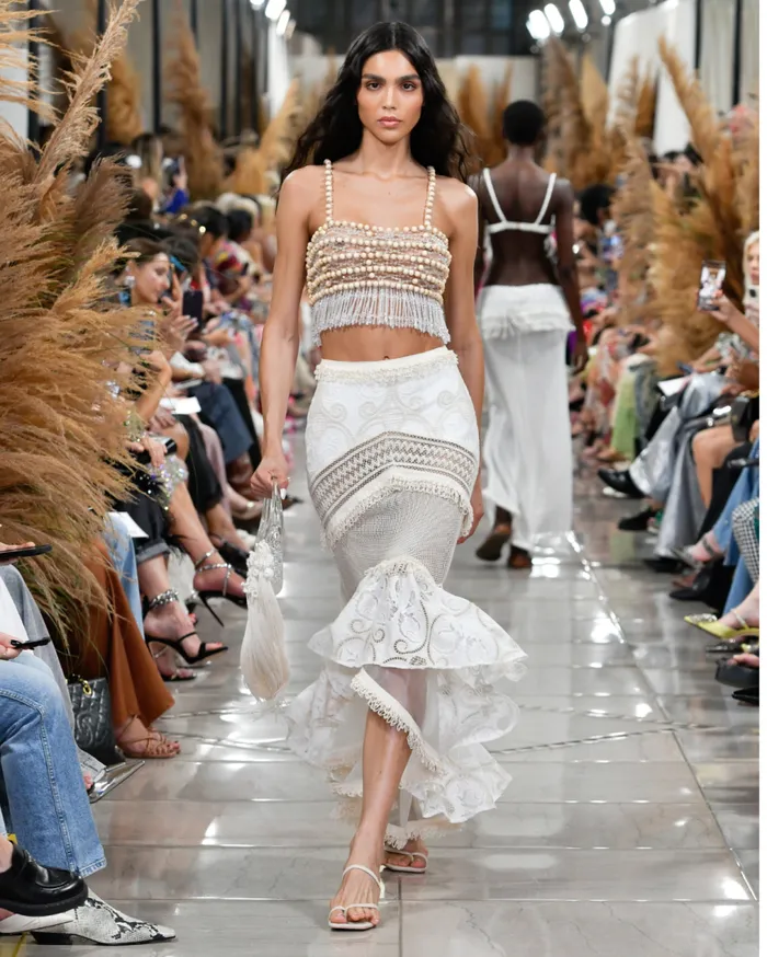 Women PatBO Matching Sets Wood And Crystal Beaded Top RUNWAY Natural Women PatBO Matching Sets Wood And Crystal Beaded Top RUNWAY Natural