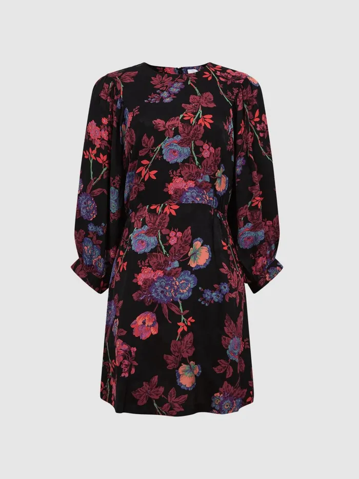 Women Paulina Fitted Floral Print Mini Dress Blackpink Reiss Dresses