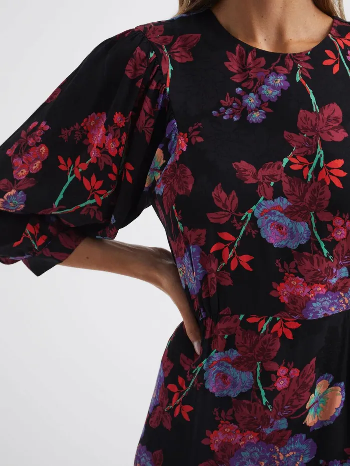 Women Paulina Fitted Floral Print Mini Dress Blackpink Reiss Dresses