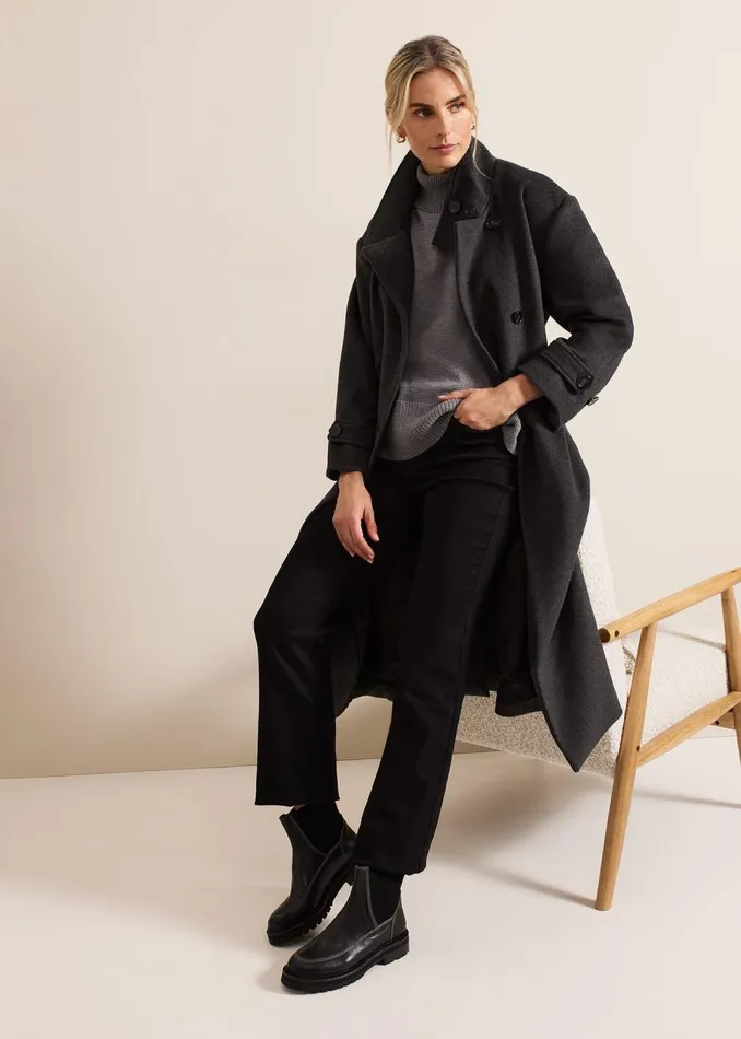 Women Phase Eight Boots Black Feature Stitch Chunky Chelsea Boot
