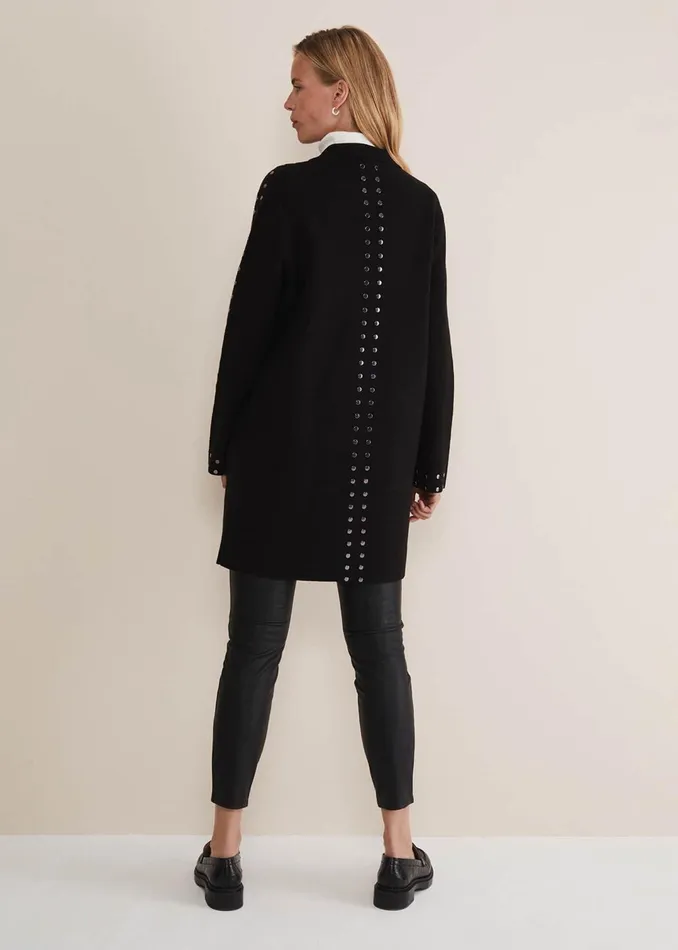 Women Phase Eight Coats Cassidy Black Knitted Coat