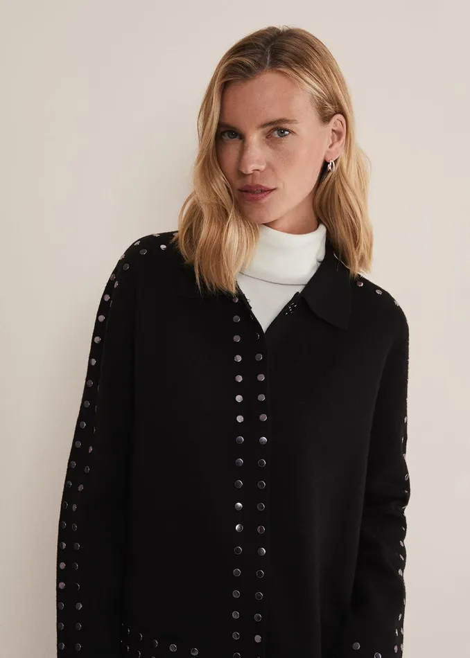 Women Phase Eight Coats Cassidy Black Knitted Coat