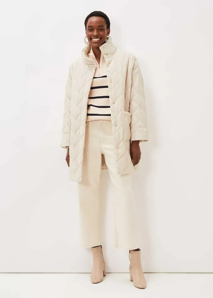 Women Phase Eight Coats Fae Textured Quilted Longline Coat