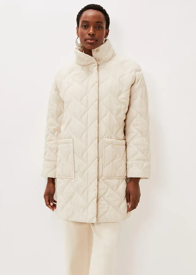 Women Phase Eight Coats Fae Textured Quilted Longline Coat