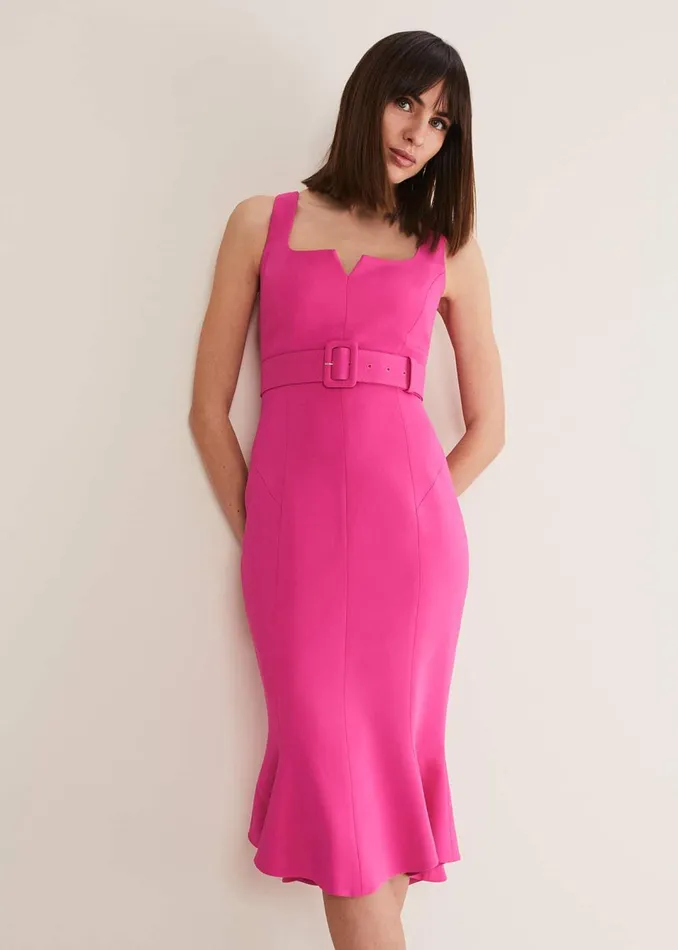Women Phase Eight Dresses Adria Pink Fitted Midi Dress