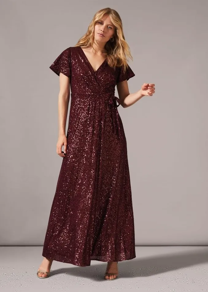 Women Phase Eight Dresses Amily Sequin Wrap Dress