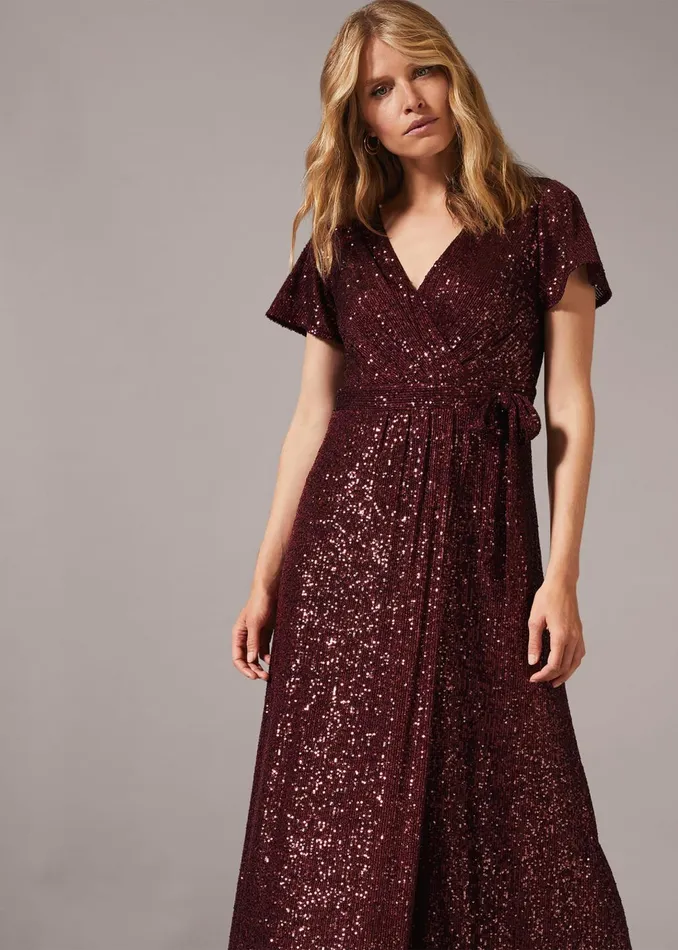 Women Phase Eight Dresses Amily Sequin Wrap Dress