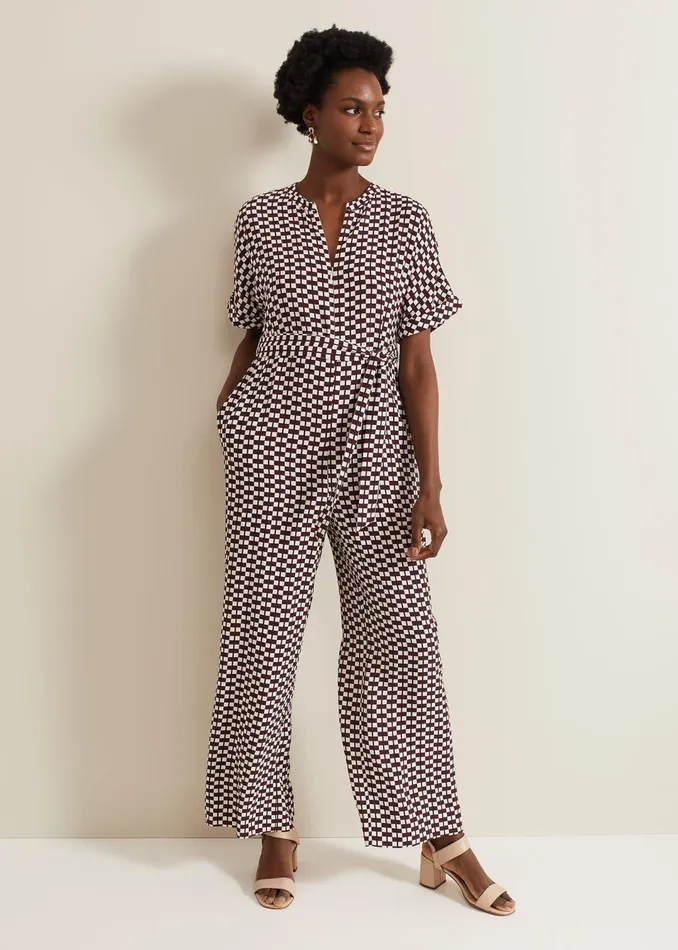 Women Phase Eight Dresses Andra Geo Tie Waist Jumpsuit