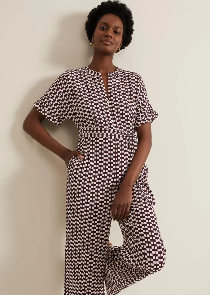Women Phase Eight Dresses Andra Geo Tie Waist Jumpsuit