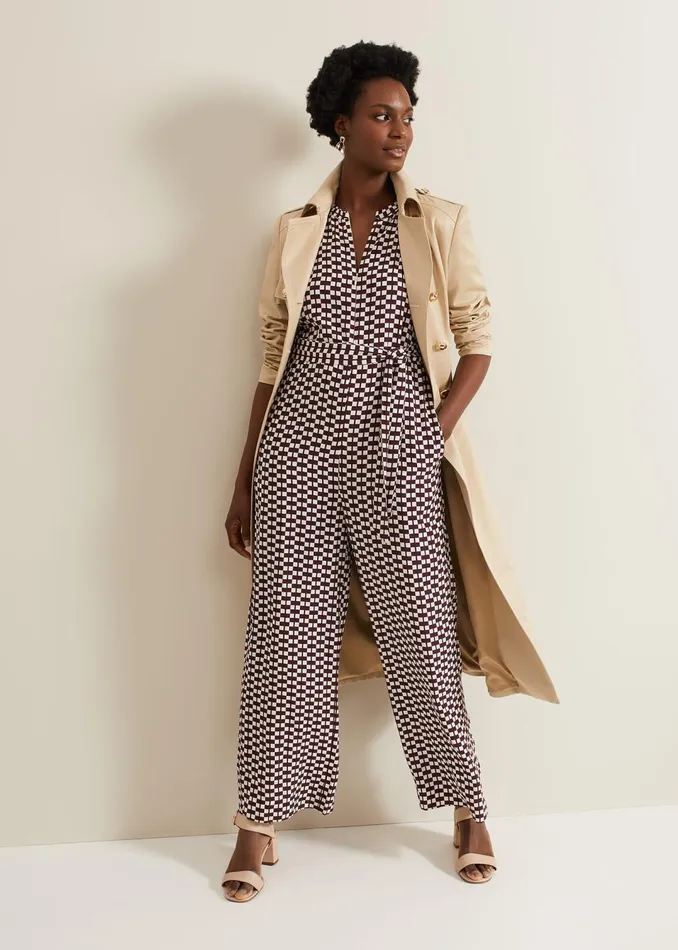 Women Phase Eight Dresses Andra Geo Tie Waist Jumpsuit