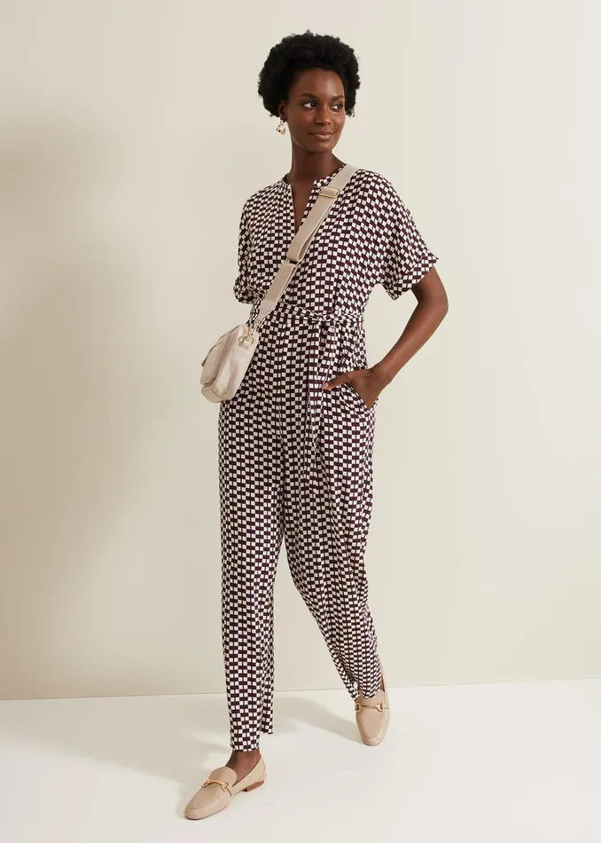 Women Phase Eight Dresses Andra Geo Tie Waist Jumpsuit