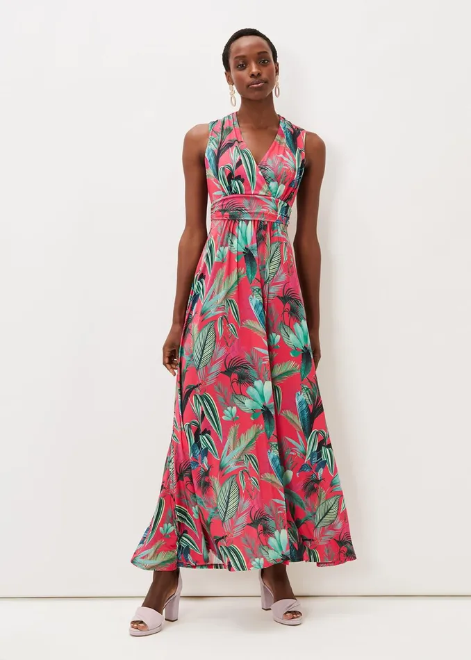 Women Phase Eight Dresses Antonia Jersey Palm Print Maxi Dress