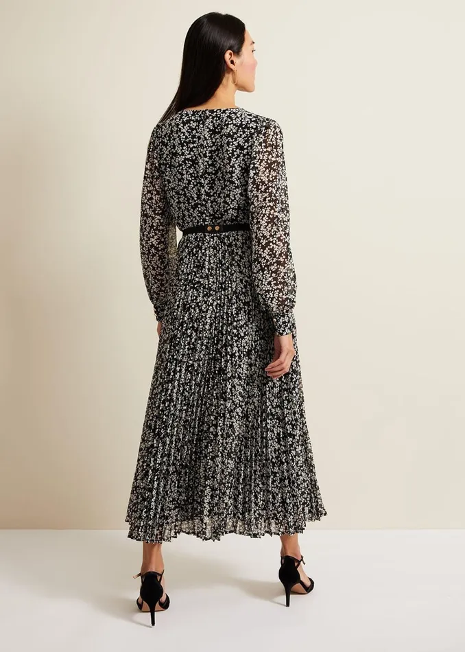 Women Phase Eight Dresses Ayana Spot Pleat Midaxi Dress