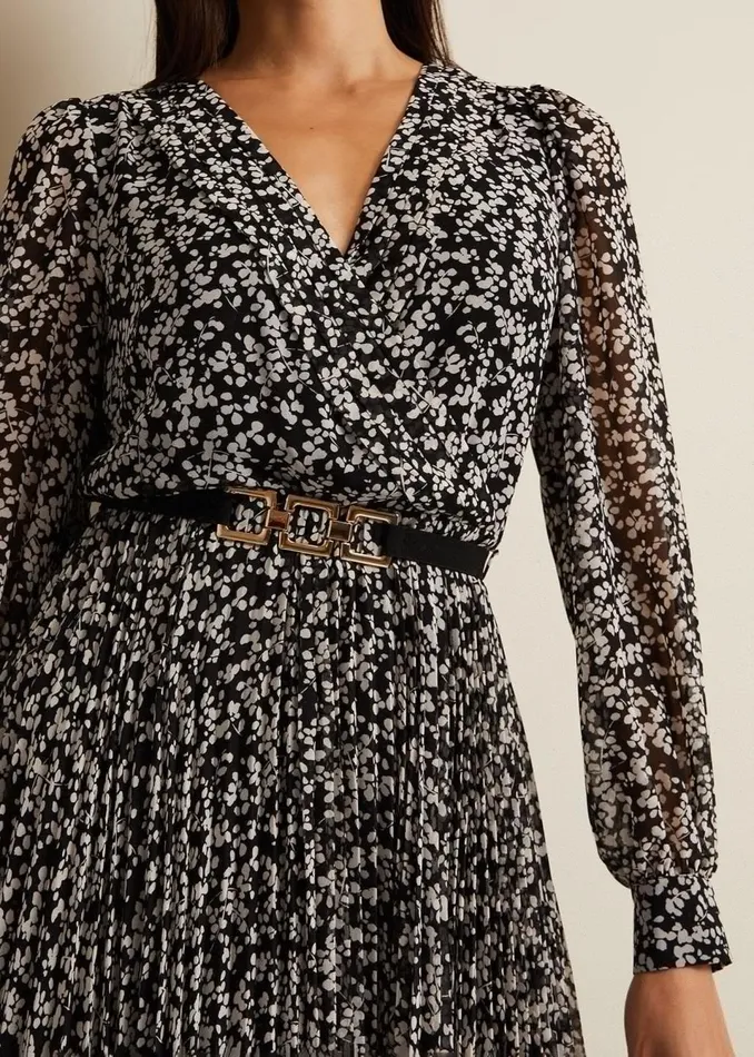 Women Phase Eight Dresses Ayana Spot Pleat Midaxi Dress