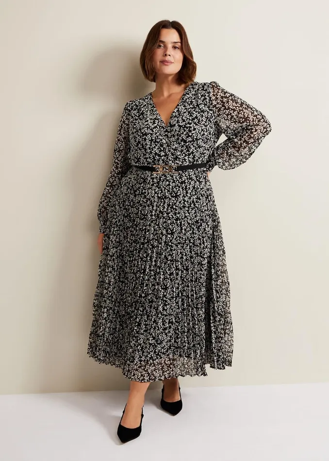 Women Phase Eight Dresses Ayana Spot Pleat Midaxi Dress