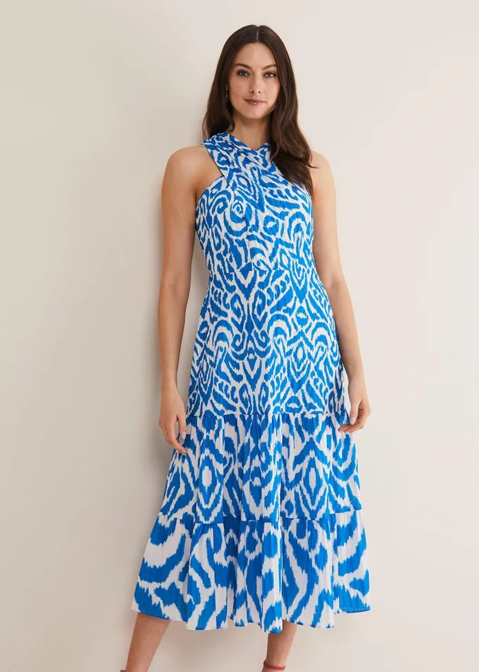 Women Phase Eight Dresses Bella Cross Neck Print Midi Dress
