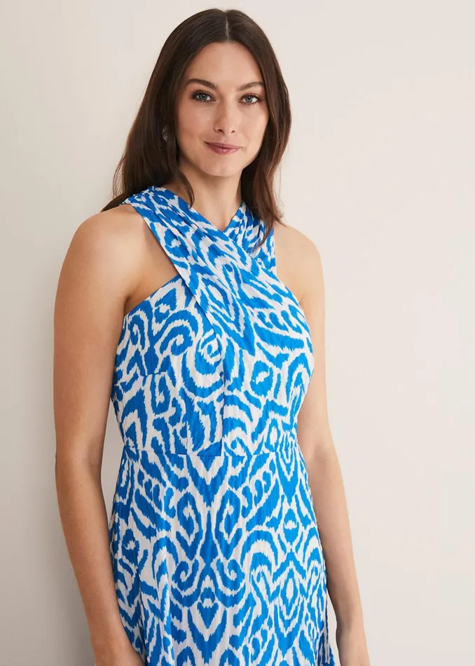 Women Phase Eight Dresses Bella Cross Neck Print Midi Dress