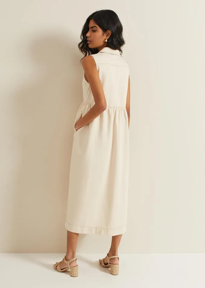 Women Phase Eight Dresses Blakely Zip Denim Midi Dress