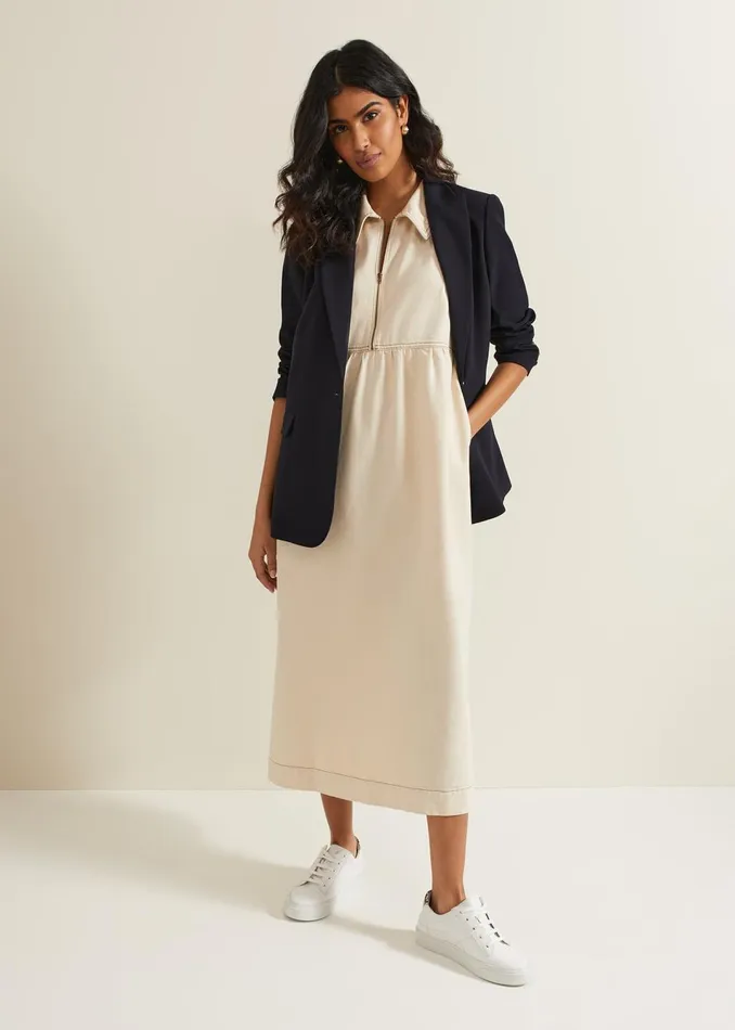 Women Phase Eight Dresses Blakely Zip Denim Midi Dress