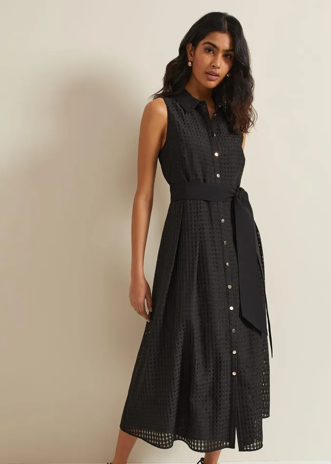 Women Phase Eight Dresses Carey Sleeveless Check Midi Dress