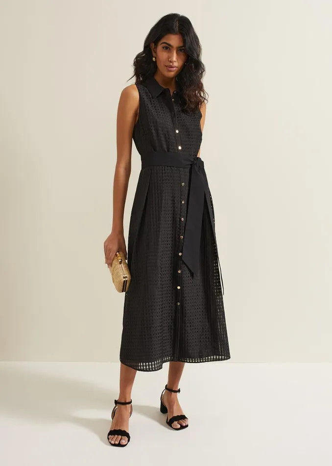 Women Phase Eight Dresses Carey Sleeveless Check Midi Dress