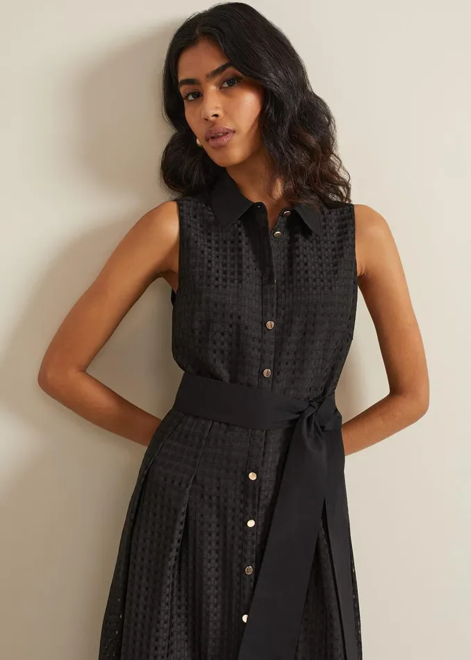 Women Phase Eight Dresses Carey Sleeveless Check Midi Dress