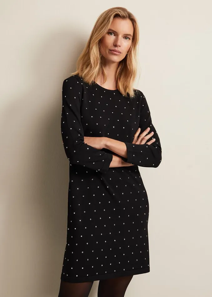 Women Phase Eight Dresses Catriona Stud Shift Knitted Mini Dress