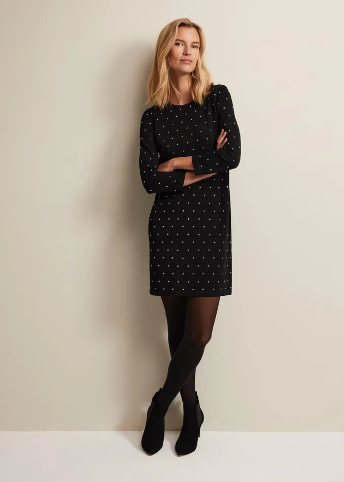 Women Phase Eight Dresses Catriona Stud Shift Knitted Mini Dress
