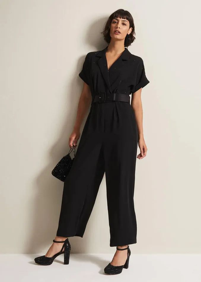 Women Phase Eight Dresses Constance Black Wide Leg Jumpsuit