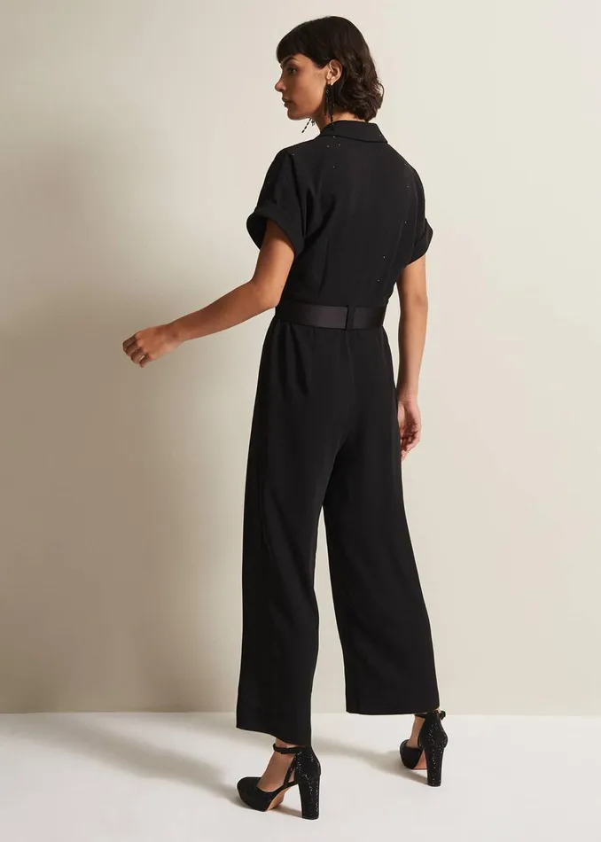 Women Phase Eight Dresses Constance Black Wide Leg Jumpsuit