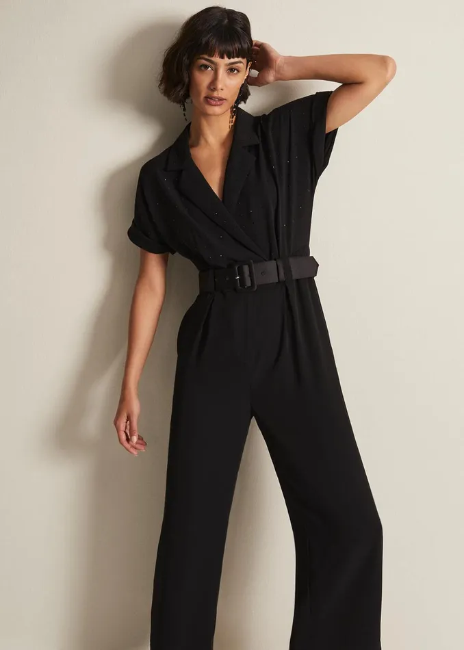 Women Phase Eight Dresses Constance Black Wide Leg Jumpsuit