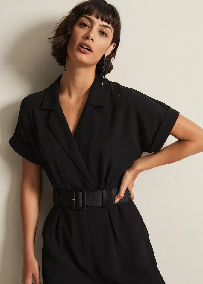 Women Phase Eight Dresses Constance Black Wide Leg Jumpsuit