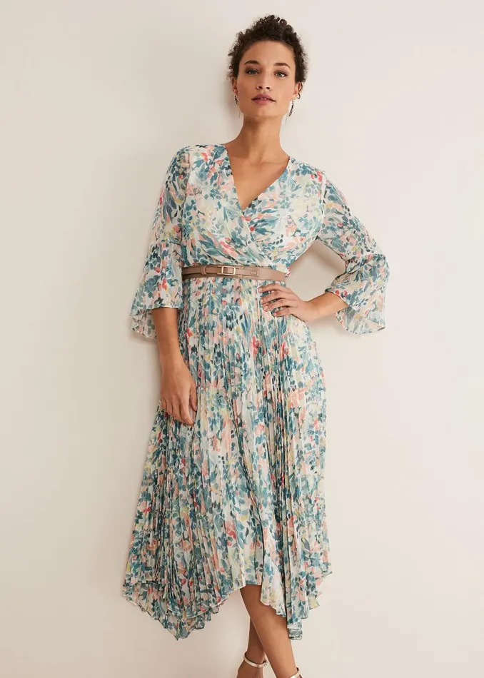 Women Phase Eight Dresses Dani Floral Pleated Midi Dress