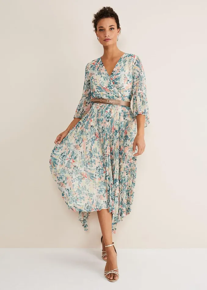 Women Phase Eight Dresses Dani Floral Pleated Midi Dress