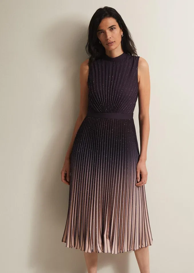Women Phase Eight Dresses Estella Dark Purple Ombre Midaxi Dress