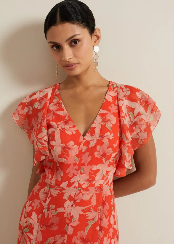Women Phase Eight Dresses Gaby Floral Print Ruffle Maxi Dress