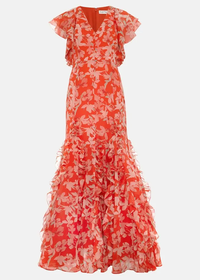 Women Phase Eight Dresses Gaby Floral Print Ruffle Maxi Dress