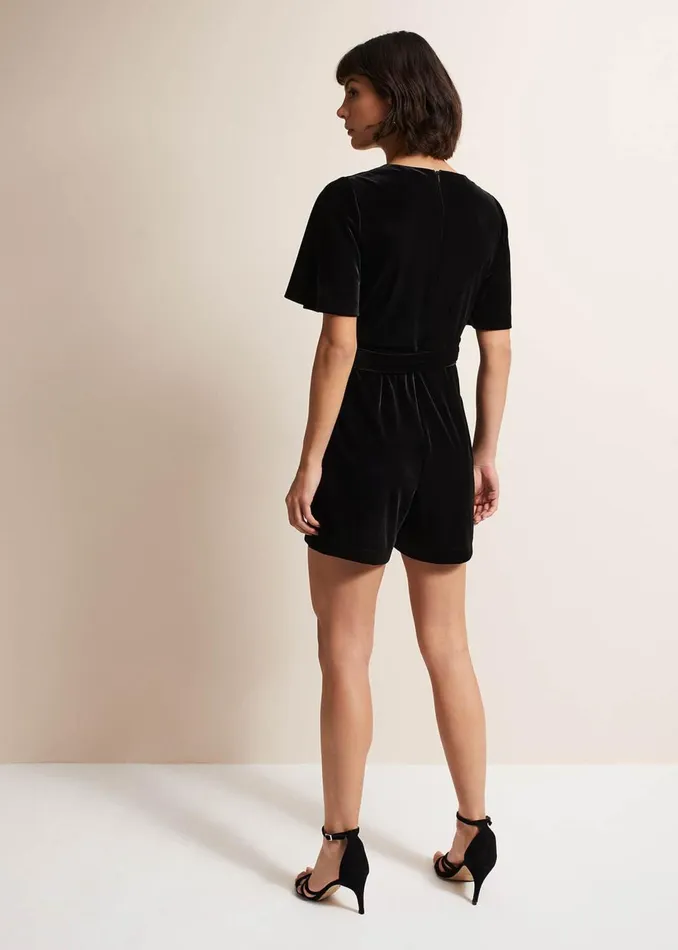 Women Phase Eight Dresses Holly Black Velvet Playsuit