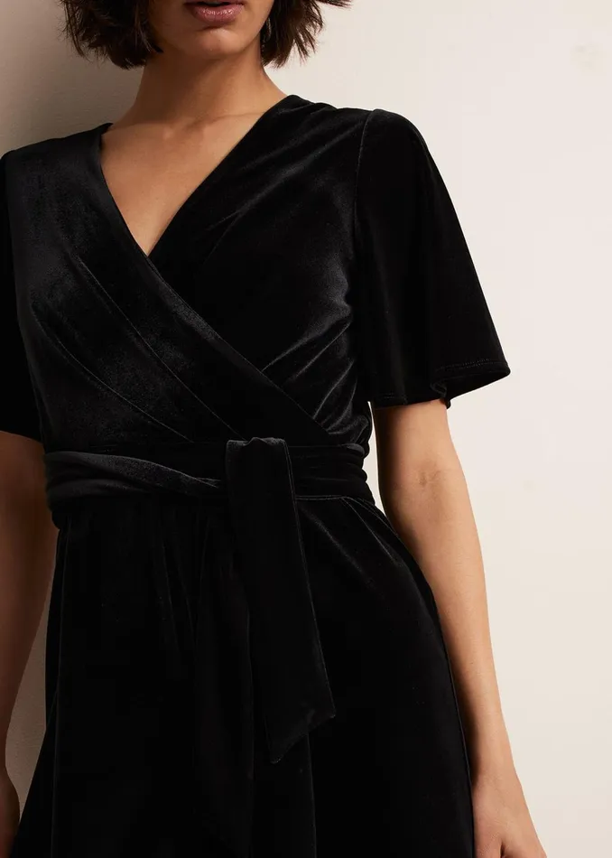 Women Phase Eight Dresses Holly Black Velvet Playsuit