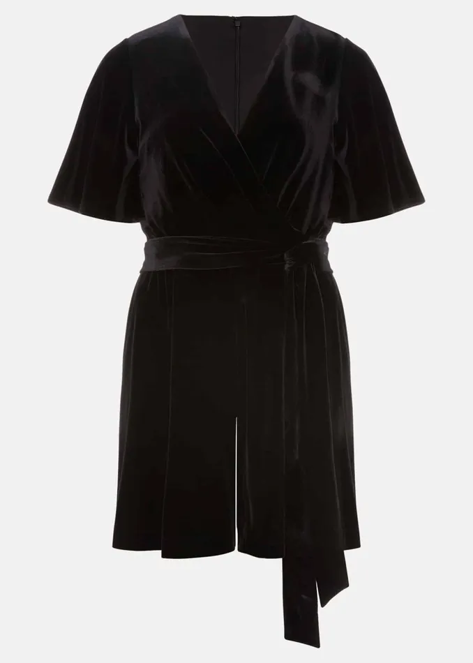 Women Phase Eight Dresses Holly Black Velvet Playsuit